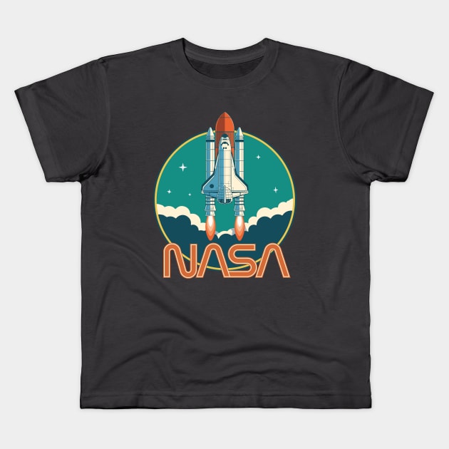 NASA Retro Vintage Space Logo Kids T-Shirt by ericb